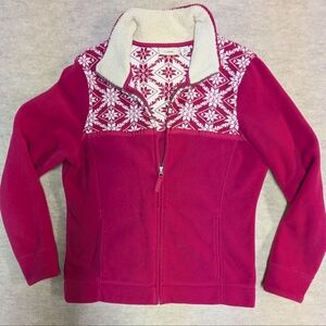 L.L. Bean Fleece & Fair Ilse Knit & Sherpa Zip Up Cardigan Sweater Size Small